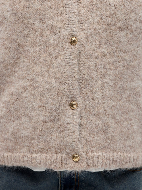 OBJECT SAGGIA RE Strik Vest Cardigan Humus Melange Sand