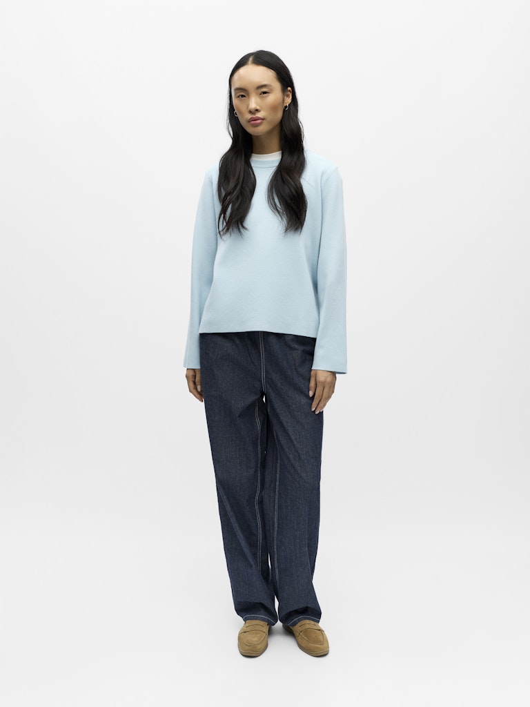 OBJECT REYNARD Pullover O-Neck Winter Sky Blå