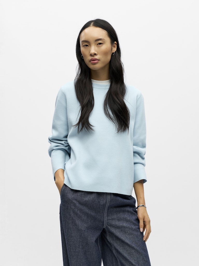 OBJECT REYNARD Pullover O-Neck Winter Sky Blå