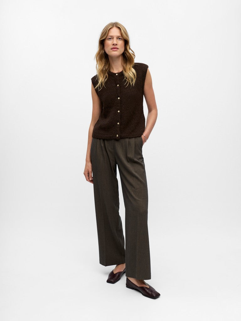 OBJECT SAGGIA RE Strik Vest Cardigan Seal Brun Melange