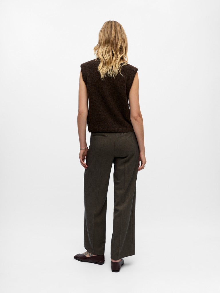 OBJECT SAGGIA RE Strik Vest Cardigan Seal Brun Melange