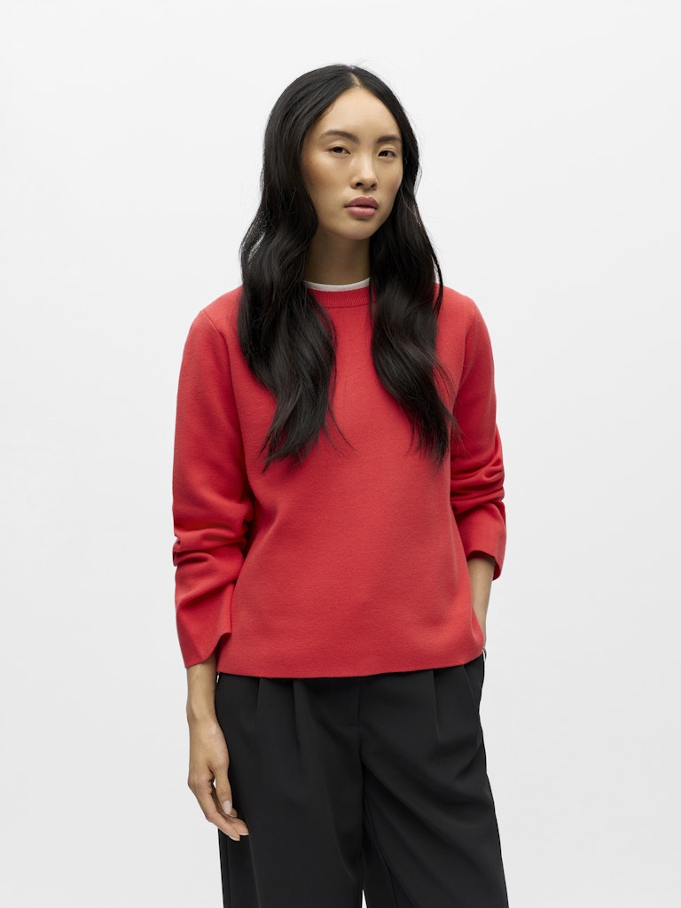 OBJECT REYNARD Pullover O-Neck Poinsettia Rød