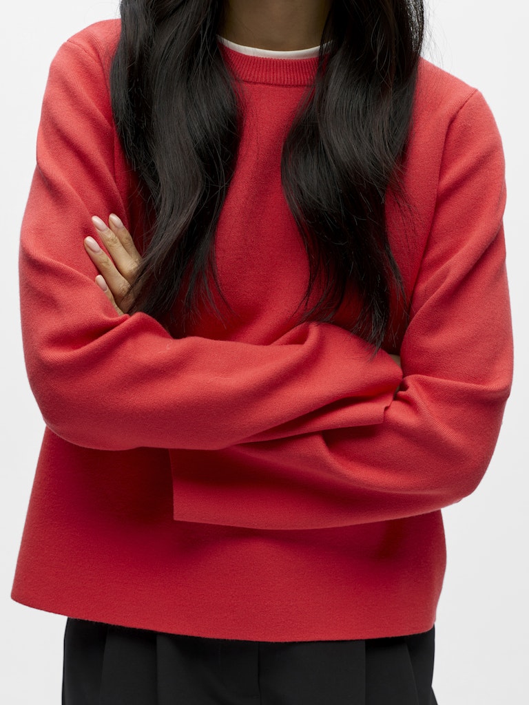 OBJECT REYNARD Pullover O-Neck Poinsettia Rød