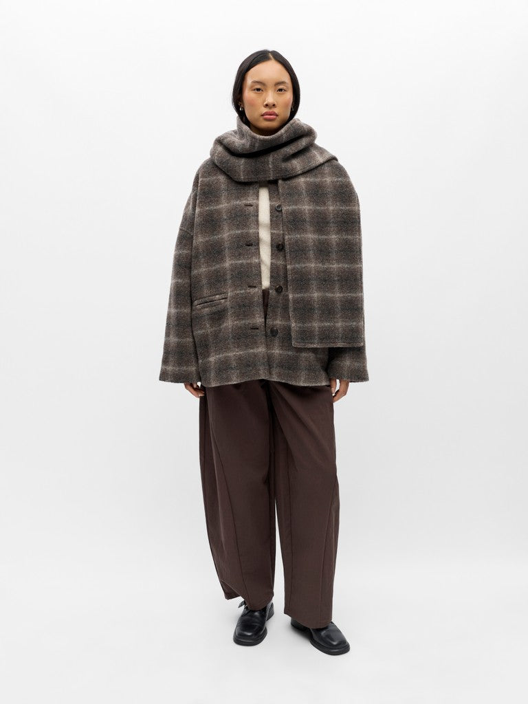 OBJECT MAISE LO Scarf Jakke Carafe Check Brun