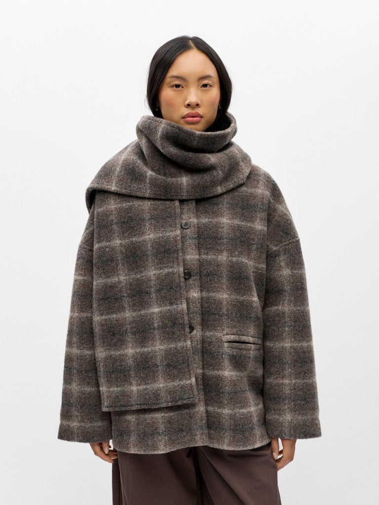 OBJECT MAISE LO Scarf Jakke Carafe Check Brun