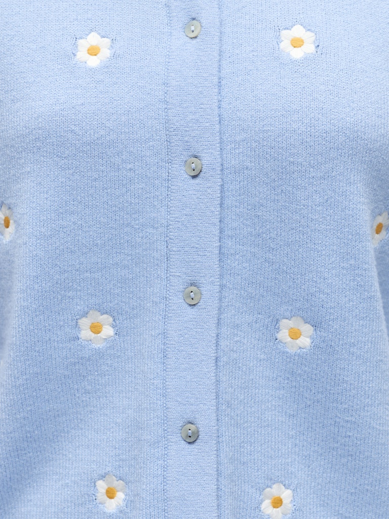 OBJECT THESS Cardigan 3/4 Ærme Blomster Serenity Blå Hvid