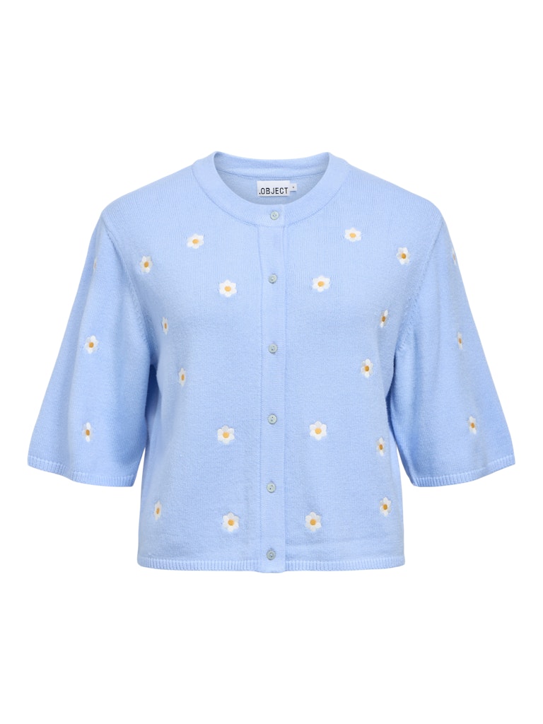 OBJECT THESS Cardigan 3/4 Ærme Blomster Serenity Blå Hvid