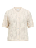 OBJECT ARONA Strik Cardigan 2/4 Birch Melange Hvid
