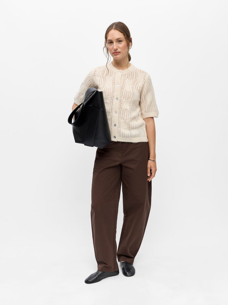 OBJECT ARONA Strik Cardigan 2/4 Birch Melange Hvid