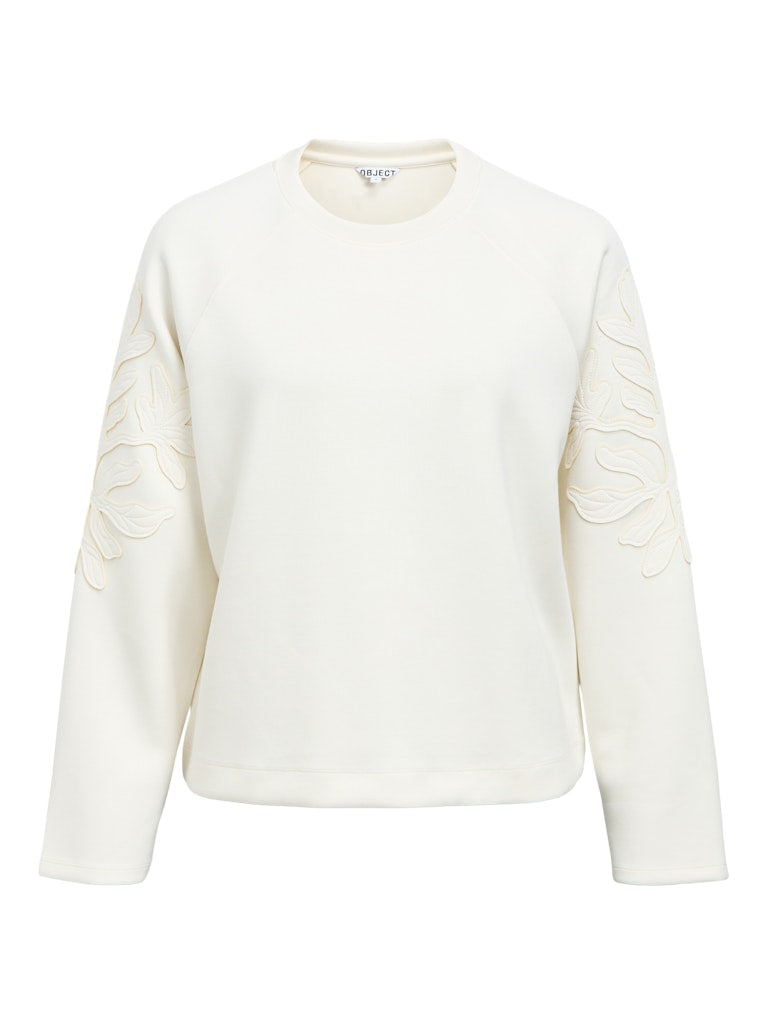 OBJECT ANDREA Sweatshirt O-Neck Hvid Sand