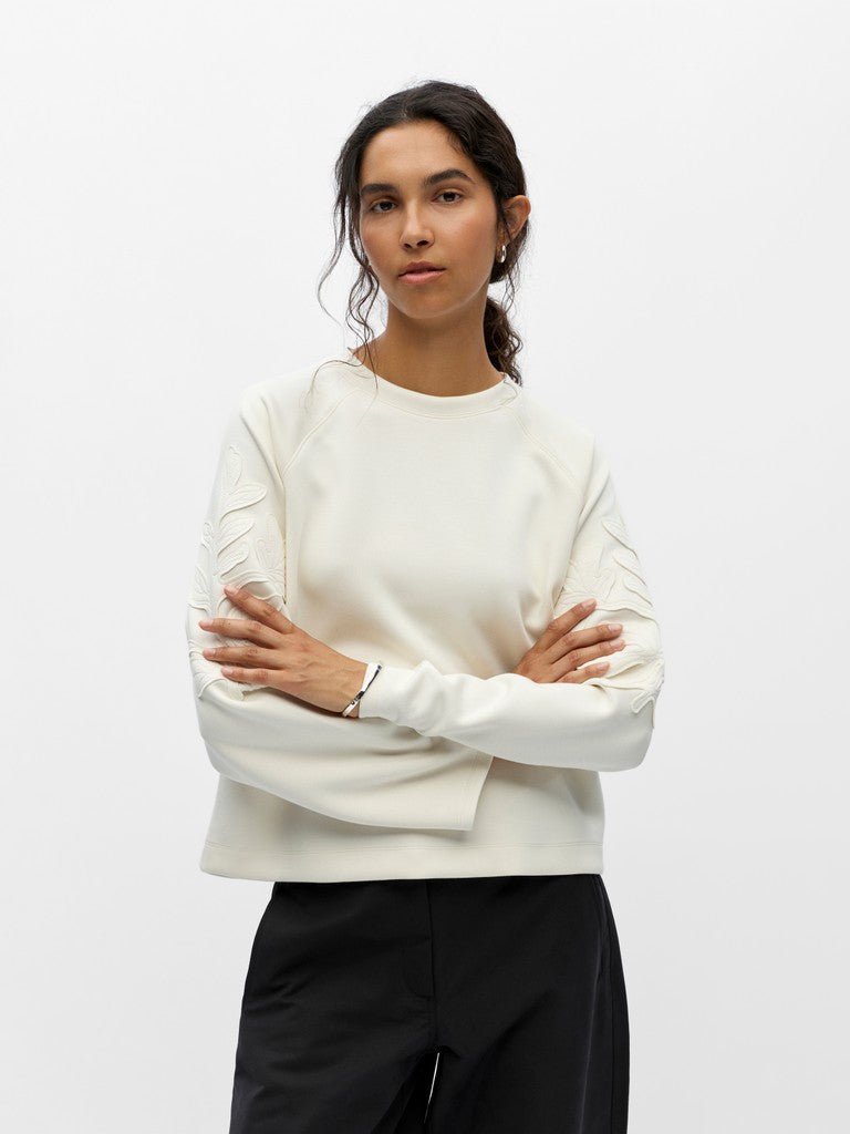 OBJECT ANDREA Sweatshirt O-Neck Hvid Sand