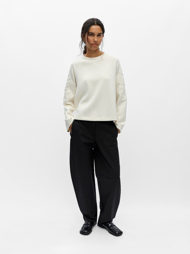 OBJECT ANDREA Sweatshirt O-Neck Hvid Sand