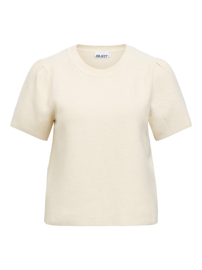 OBJECT ANDRI Strik Pullover S/S Birch Melange Creme