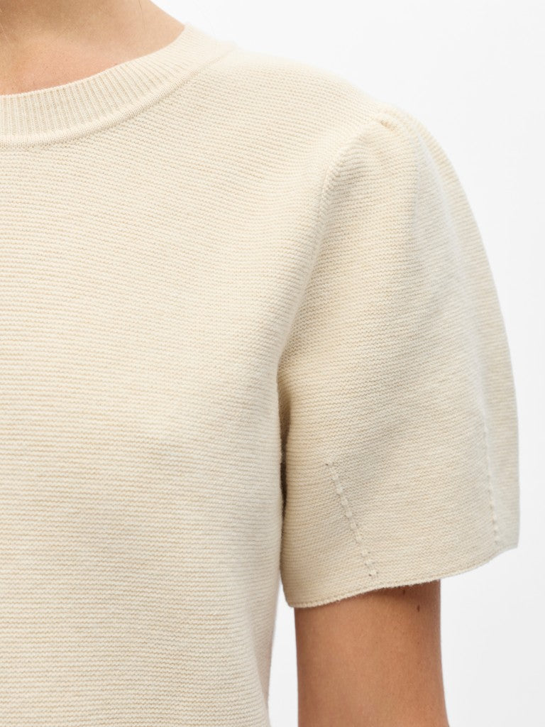 OBJECT ANDRI Strik Pullover S/S Birch Melange Creme