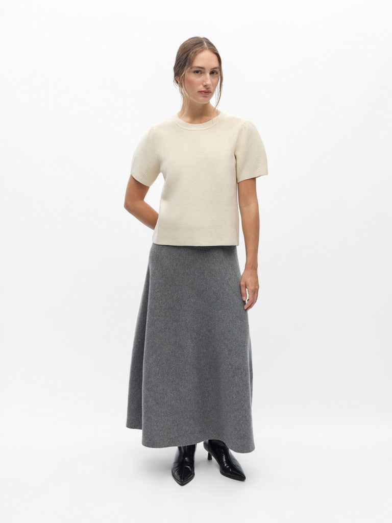 OBJECT ANDRI Strik Pullover S/S Birch Melange Creme