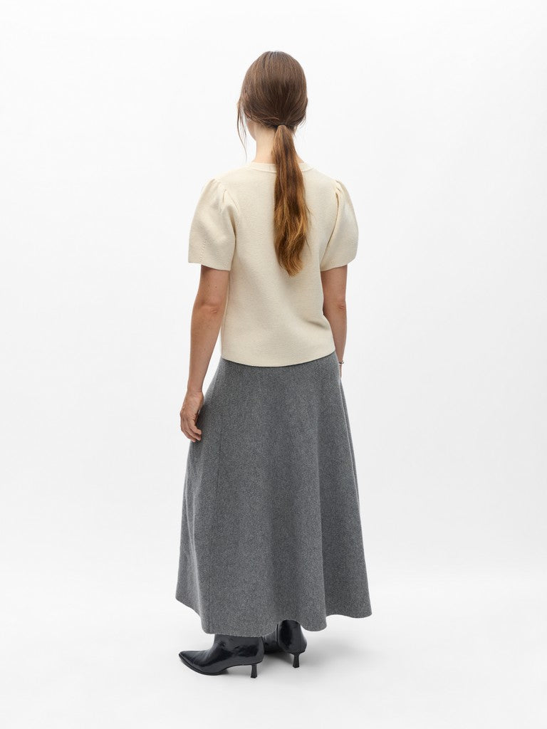 OBJECT ANDRI Strik Pullover S/S Birch Melange Creme
