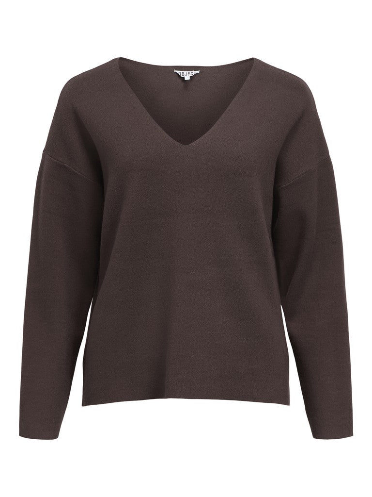 OBJECT REYNARD Pullover V-Neck Seal Brun