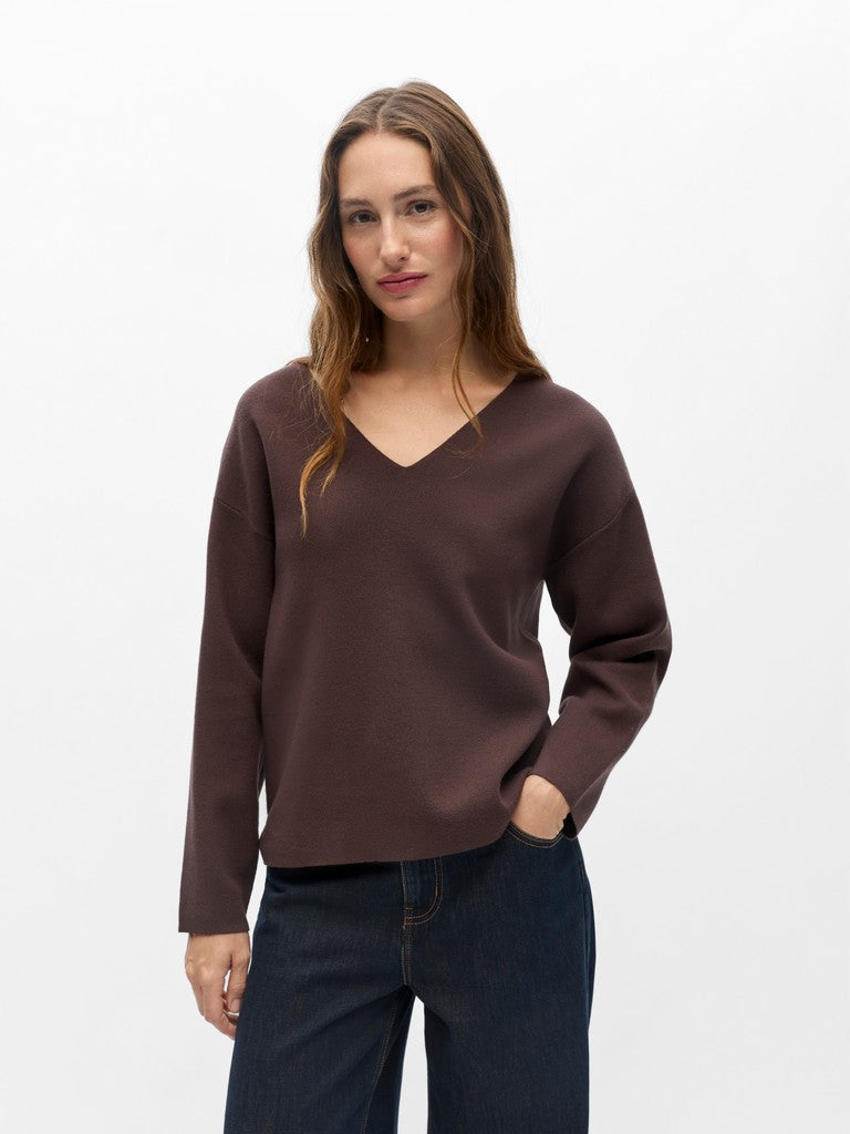 OBJECT REYNARD Pullover V-Neck Seal Brun