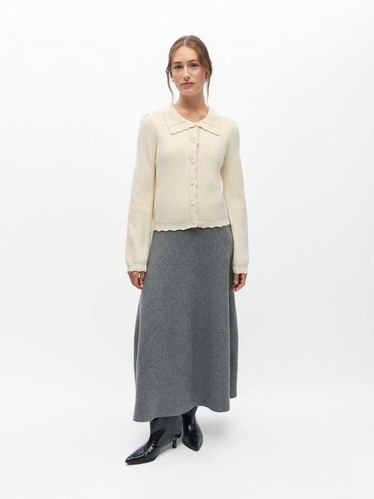 OBJECT PARYA THESS Strik Cardigan Birch Hvid