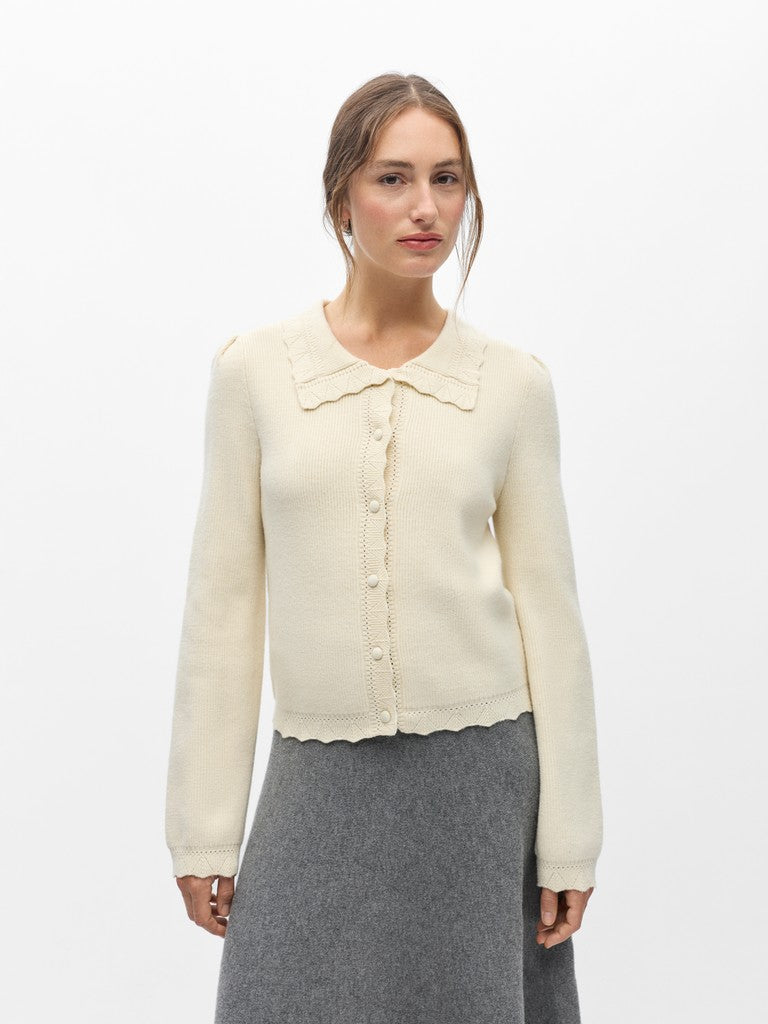 OBJECT PARYA THESS Strik Cardigan Birch Hvid