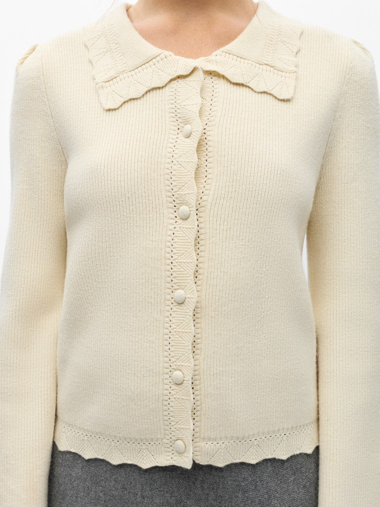 OBJECT PARYA THESS Strik Cardigan Birch Hvid