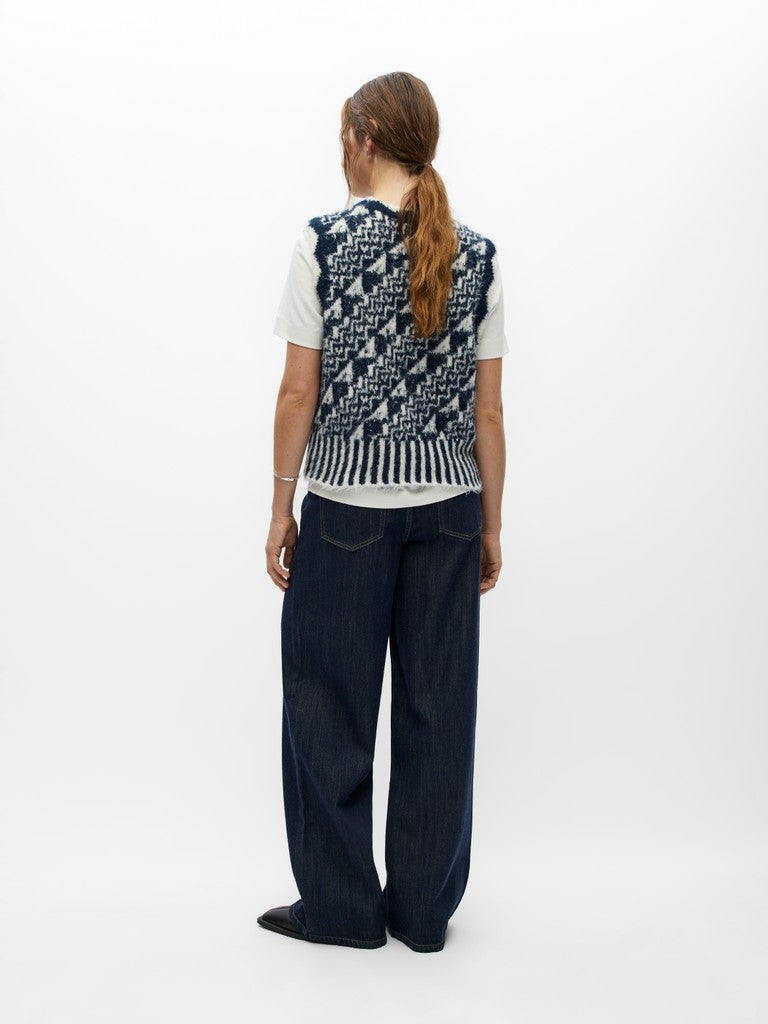OBJECT RANDA Strik Vest Sky Captain Blå Hvid
