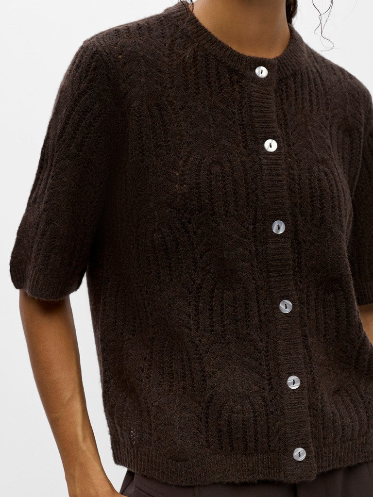 OBJECT ARONA Strik Cardigan 2/4 Seal Brun