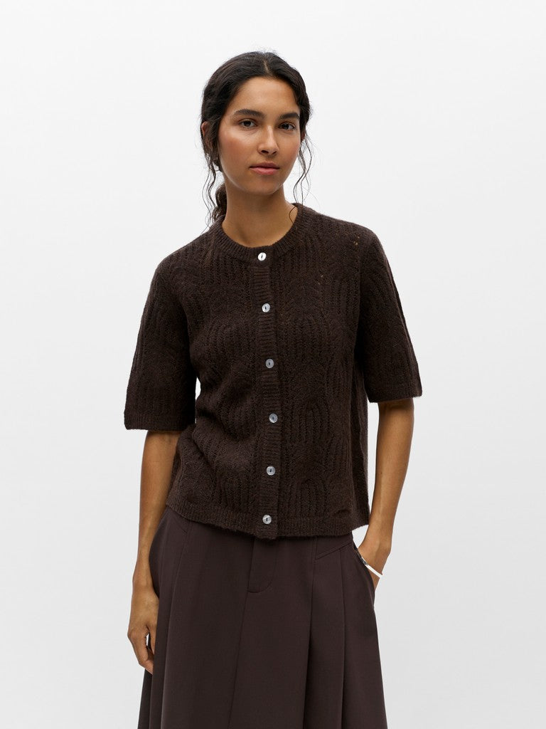 OBJECT ARONA Strik Cardigan 2/4 Seal Brun