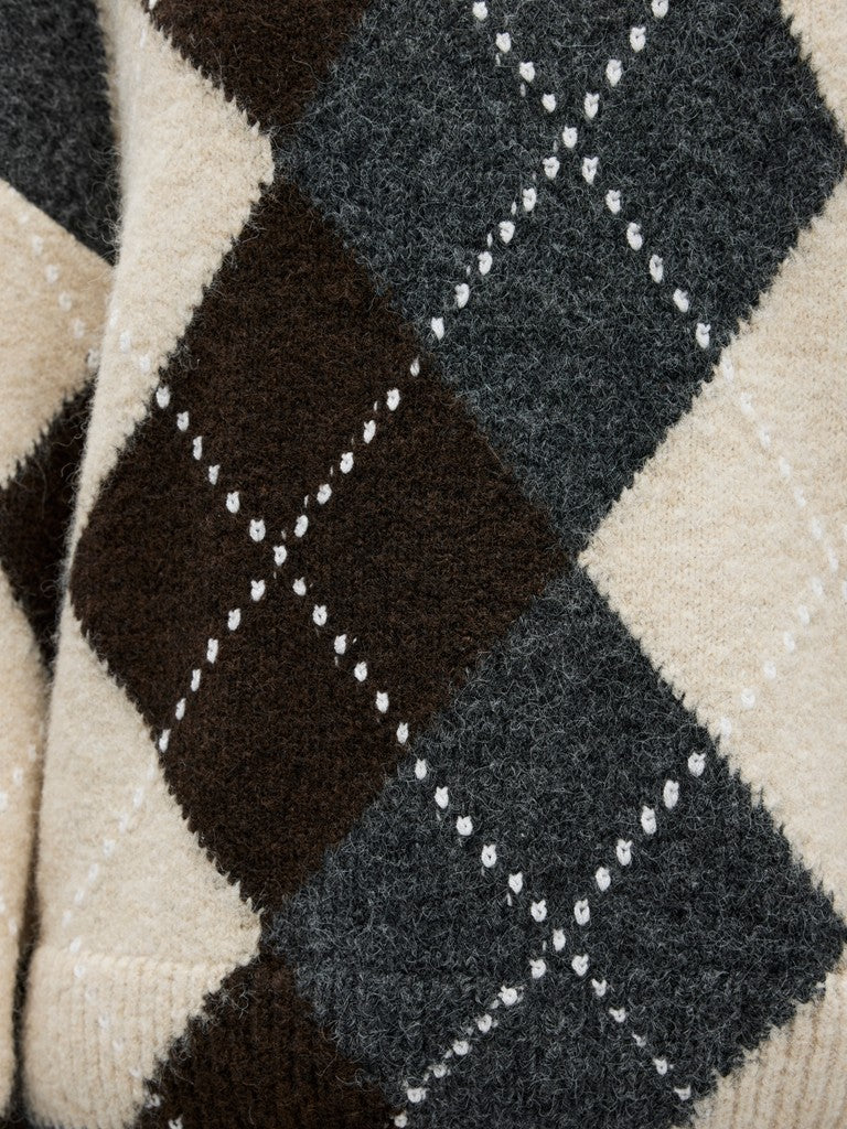 OBJECT BRENDA Pullover O-Neck Langærmet Medium Grå Seal Brun