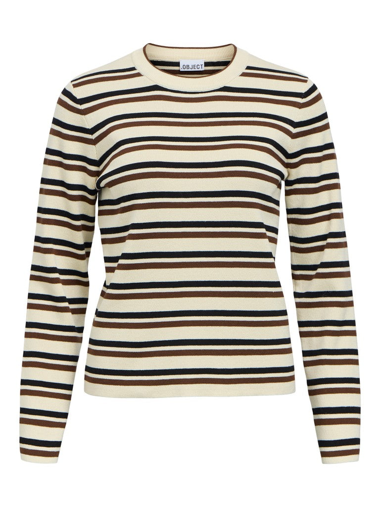 OBJECT ESTER Strik Pullover Birch Sort