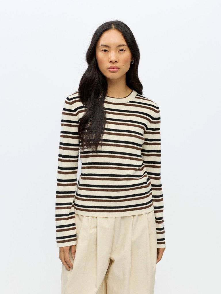 OBJECT ESTER Strik Pullover Birch Sort