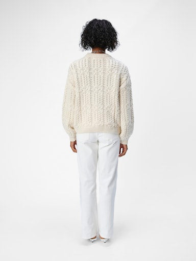 OBJECT DIDDI LO Strik Pullover Langærmet Hvid Sand