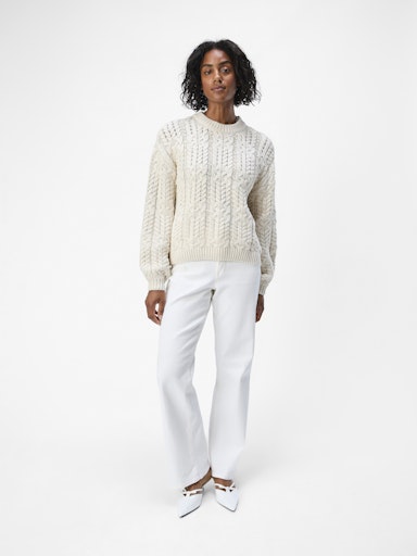 OBJECT DIDDI LO Strik Pullover Langærmet Hvid Sand
