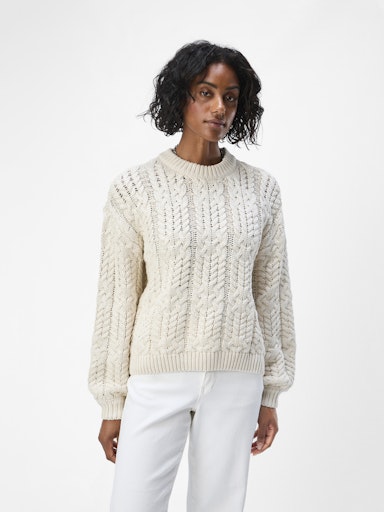 OBJECT DIDDI LO Strik Pullover Langærmet Hvid Sand