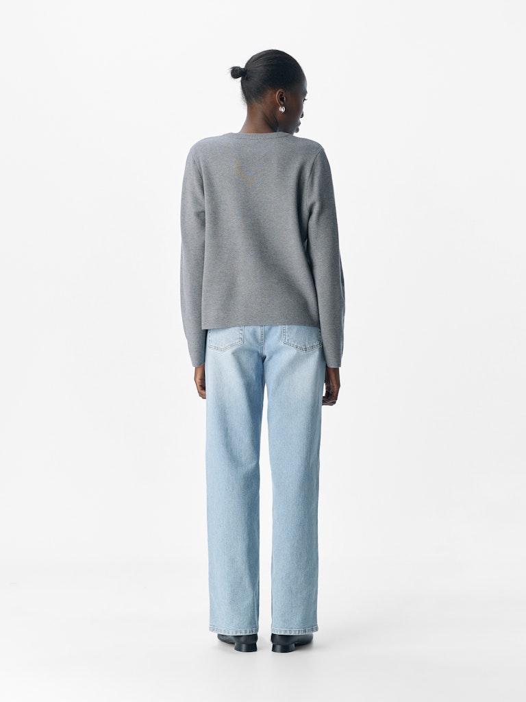 OBJECT REYNARD Pullover O-Neck Medium Grå Melange