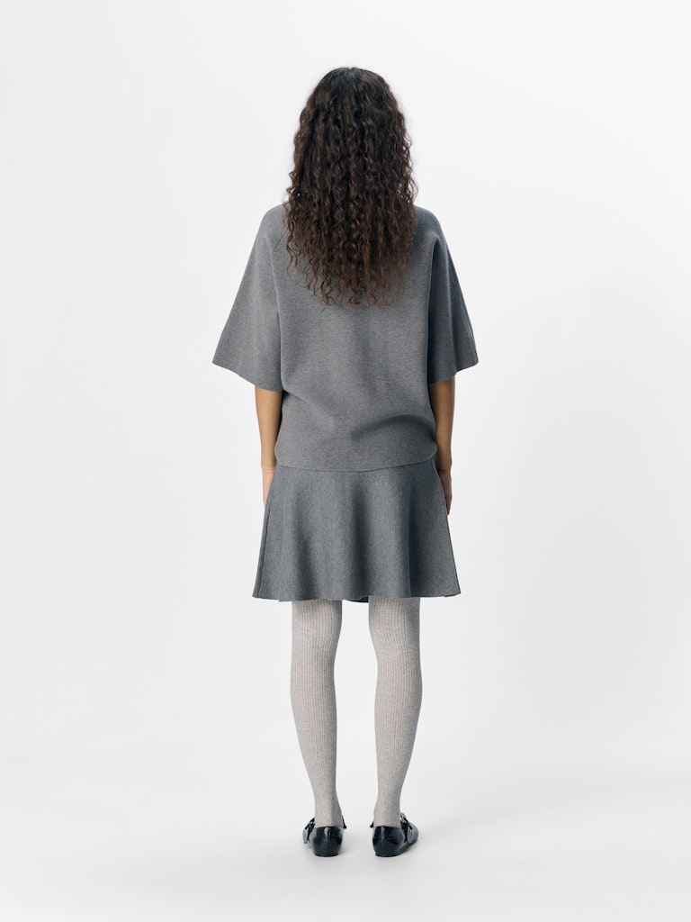 OBJECT REYNARD Kort Strik Nederdel Medium Grå Melange