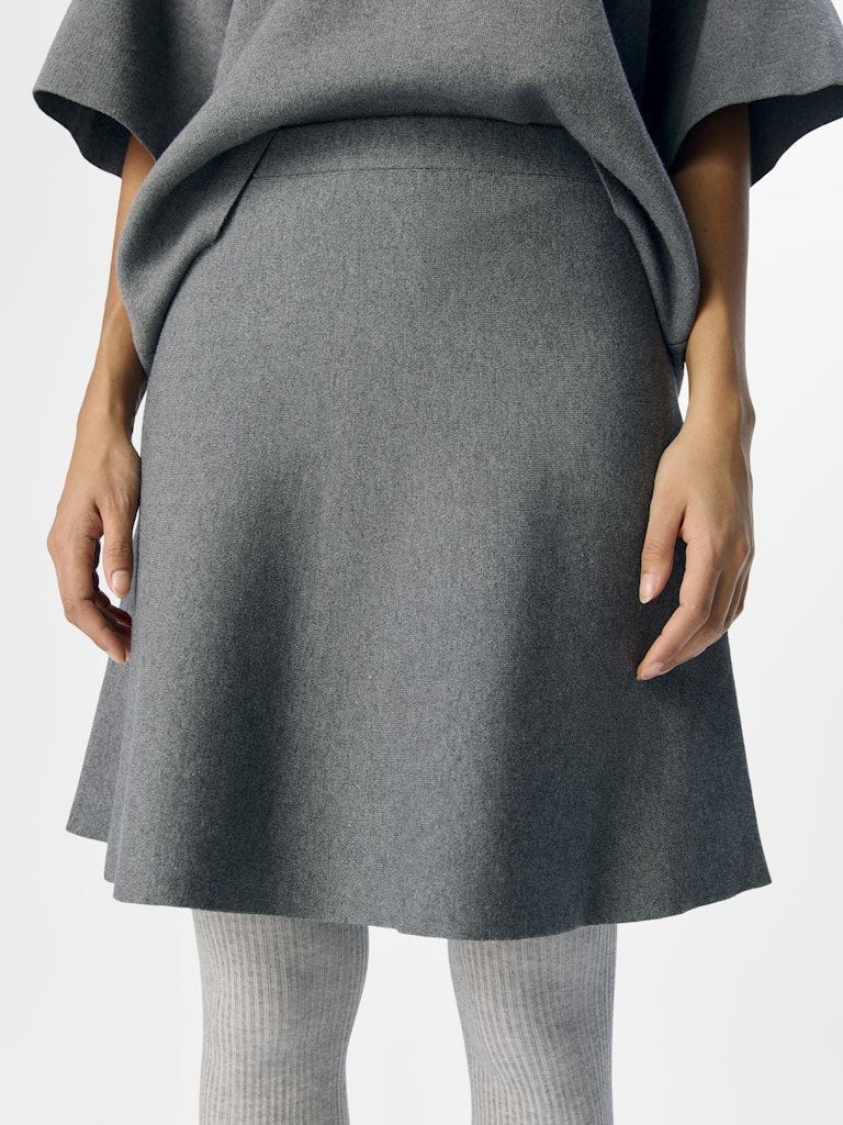 OBJECT REYNARD Kort Strik Nederdel Medium Grå Melange