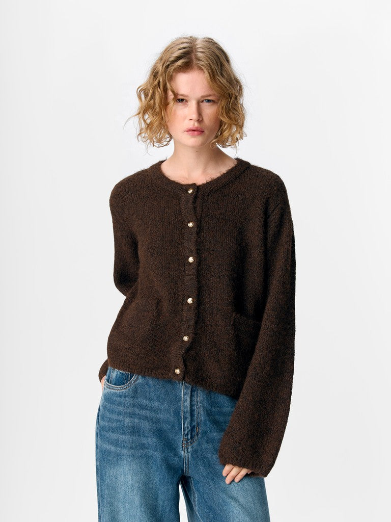 OBJECT SAGGIA Cardigan Strik Melange Brun