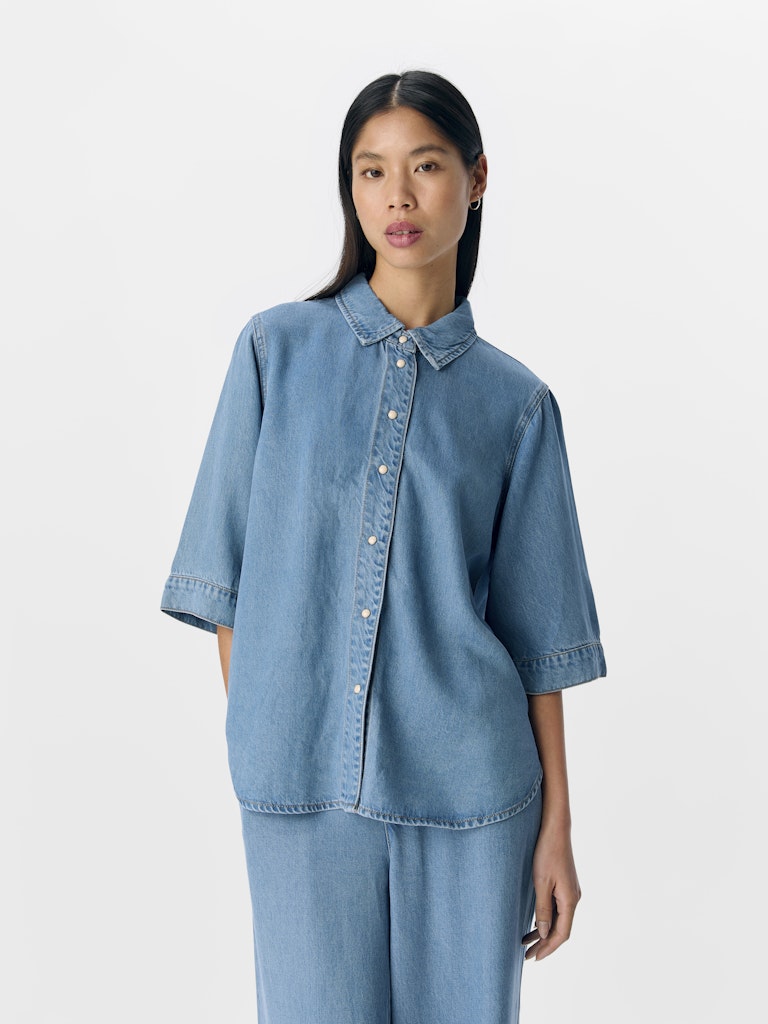 OBJECT FRAME 2/4 Top Denim Lys Blå