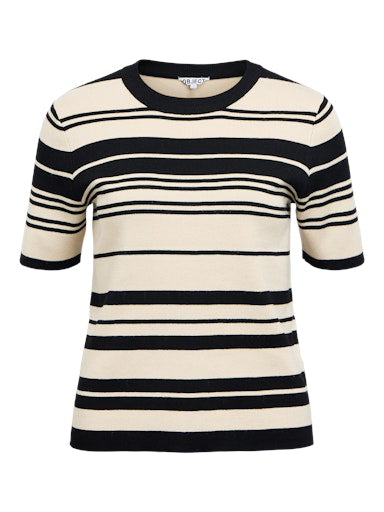 OBJECT ESTER Strik Pullover Kortærmet Stribet Sort