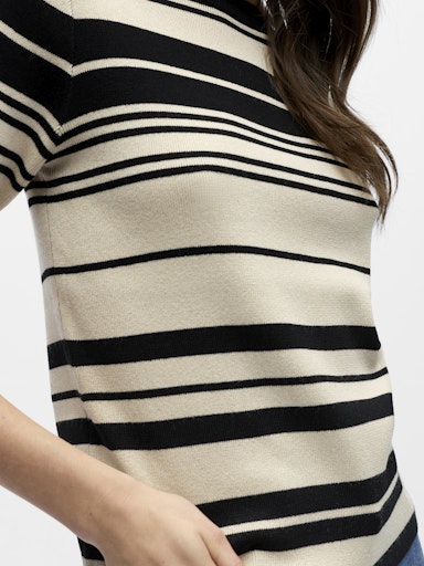 OBJECT ESTER Strik Pullover Kortærmet Stribet Sort