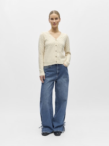 OBJECT OBJNOA L/S V Neck Strik Cardigan Birch