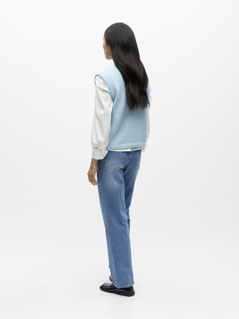 OBJECT SAGGIA RE Strik Vest Cardigan Winter Sky Blå