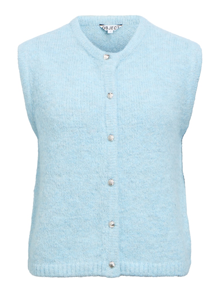 OBJECT SAGGIA RE Strik Vest Cardigan Winter Sky Blå