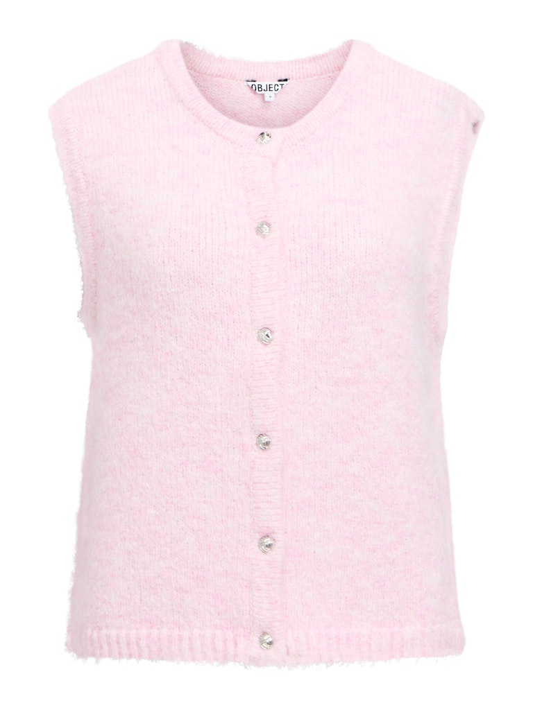 OBJECT SAGGIA RE Strik Vest Cardigan Pink Lady