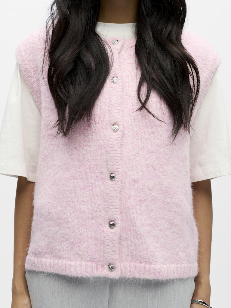 OBJECT SAGGIA RE Strik Vest Cardigan Pink Lady