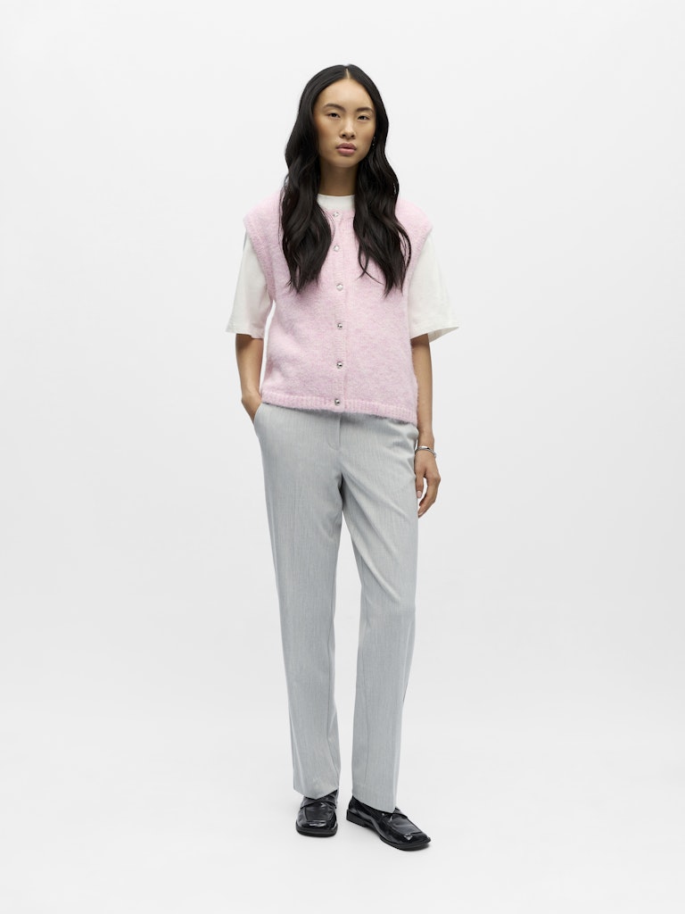 OBJECT SAGGIA RE Strik Vest Cardigan Pink Lady