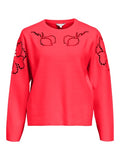 OBJECT REYNARD Pullover Cutout O-Neck Poinsettia Rød