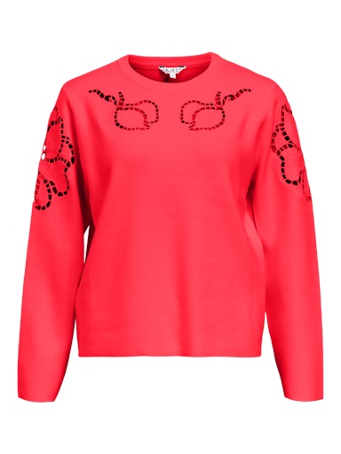 OBJECT REYNARD Pullover Cutout O-Neck Poinsettia Rød