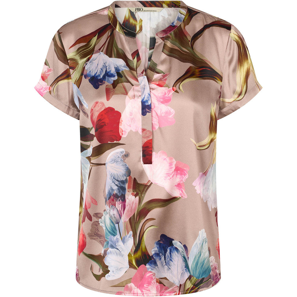 PBO Blaine Top Blomstret Multi Color Rød